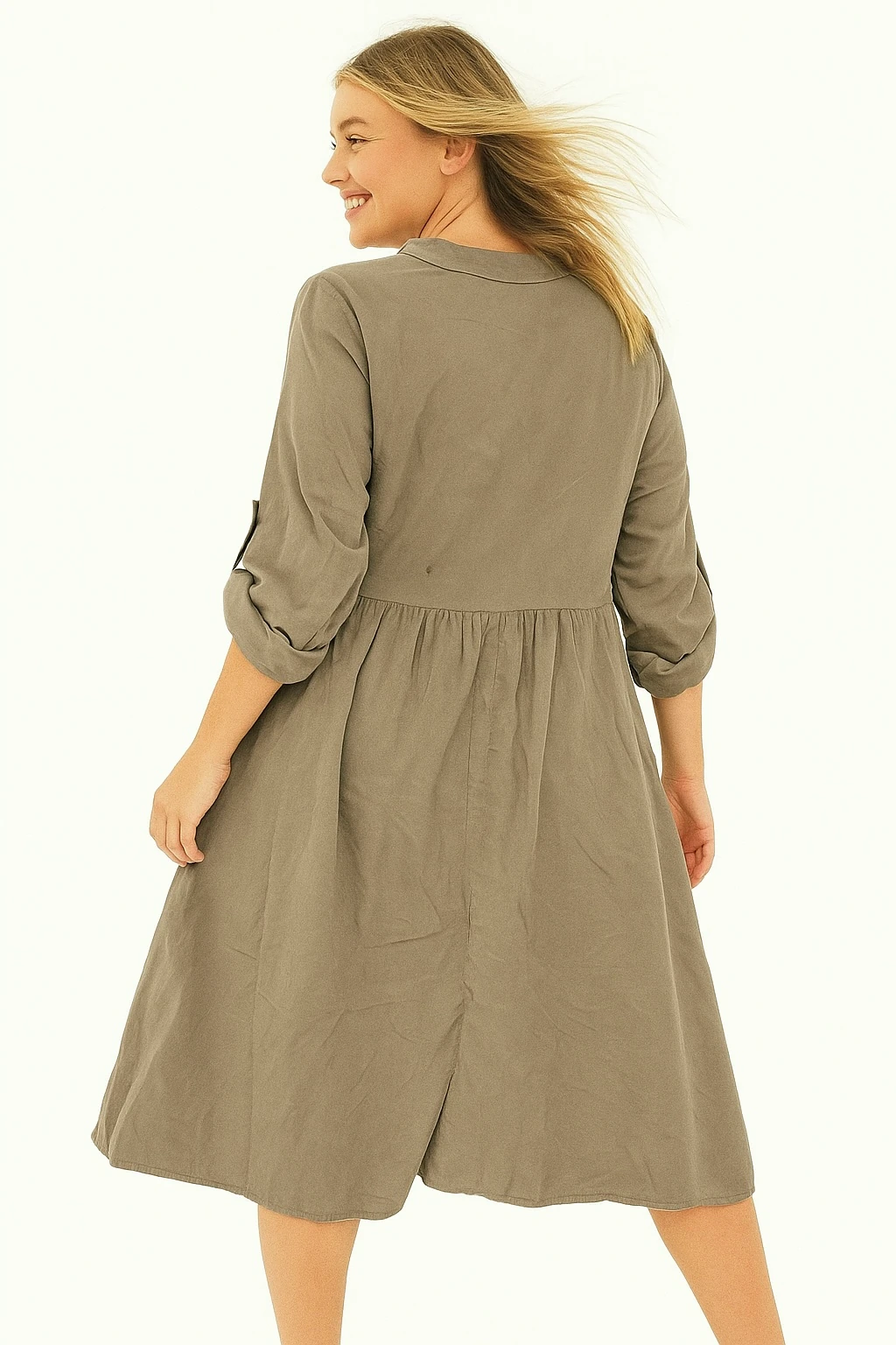 İtalyan Pul Payet Detaylı Kadife Elbise - VİZON