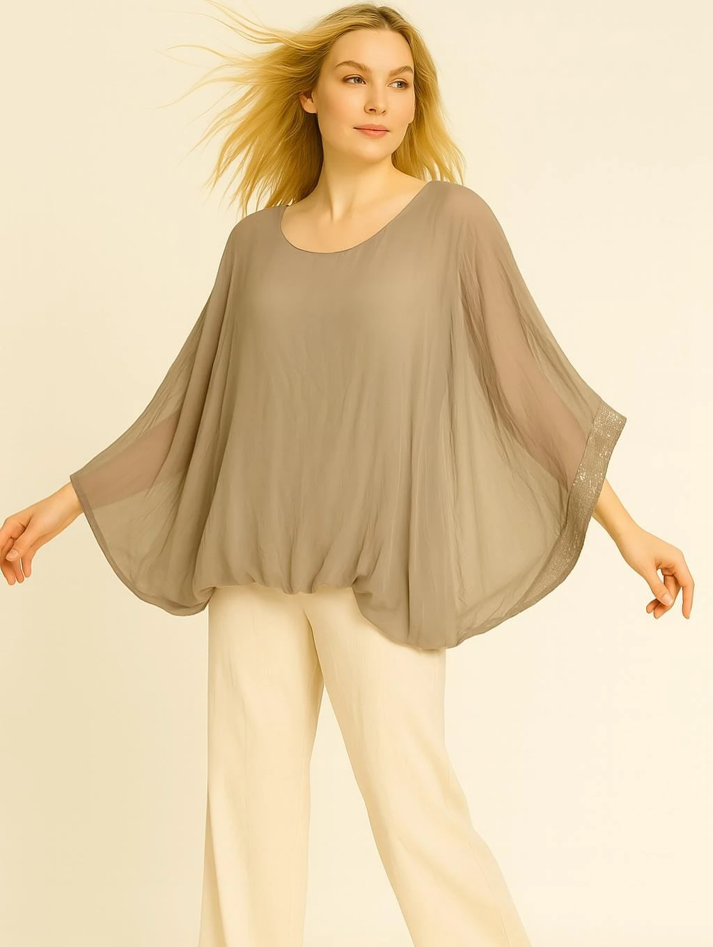 İtalyan İpek Bluz - VİZON