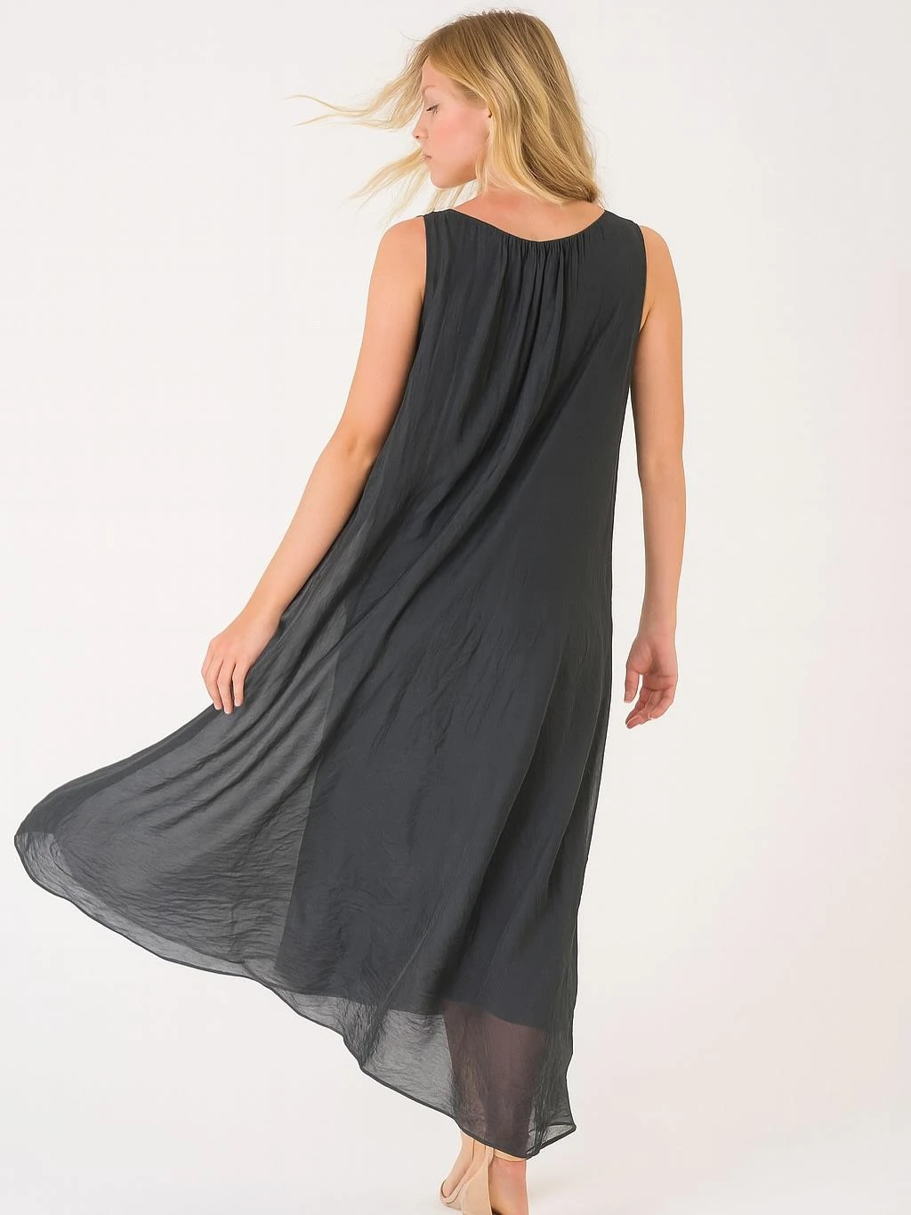 İtalyan İpek Elbise - ANTRASİT