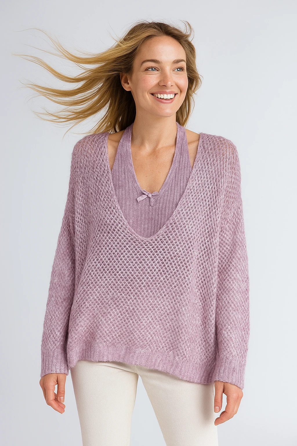 İtalyan İkili Triko Takım Bluz - LİLA