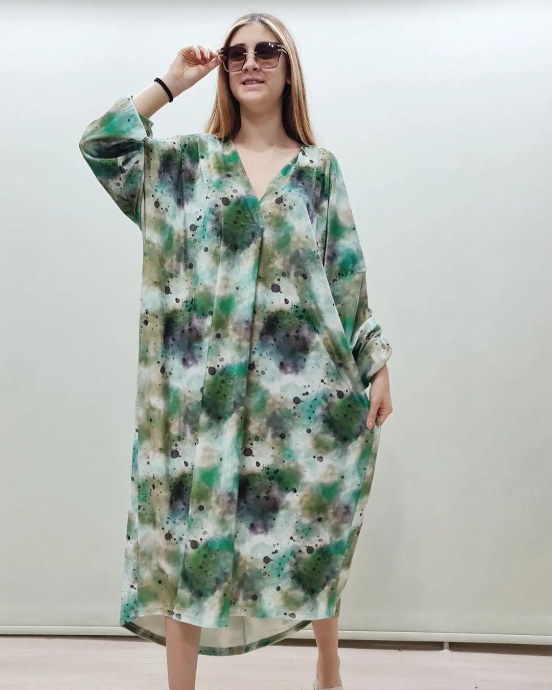 İtalyan Kadife Elbise - YEŞİL