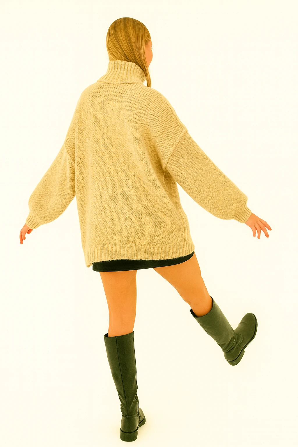 İtalyan Balıkçı Yaka Triko Kazak - BEJ