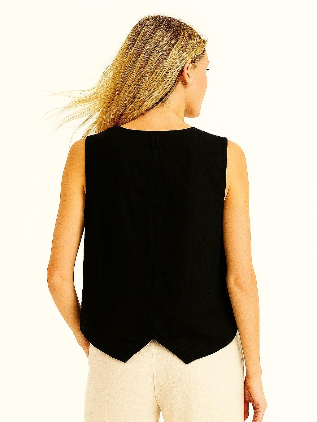 İtalyan Keten Yelek - SİYAH