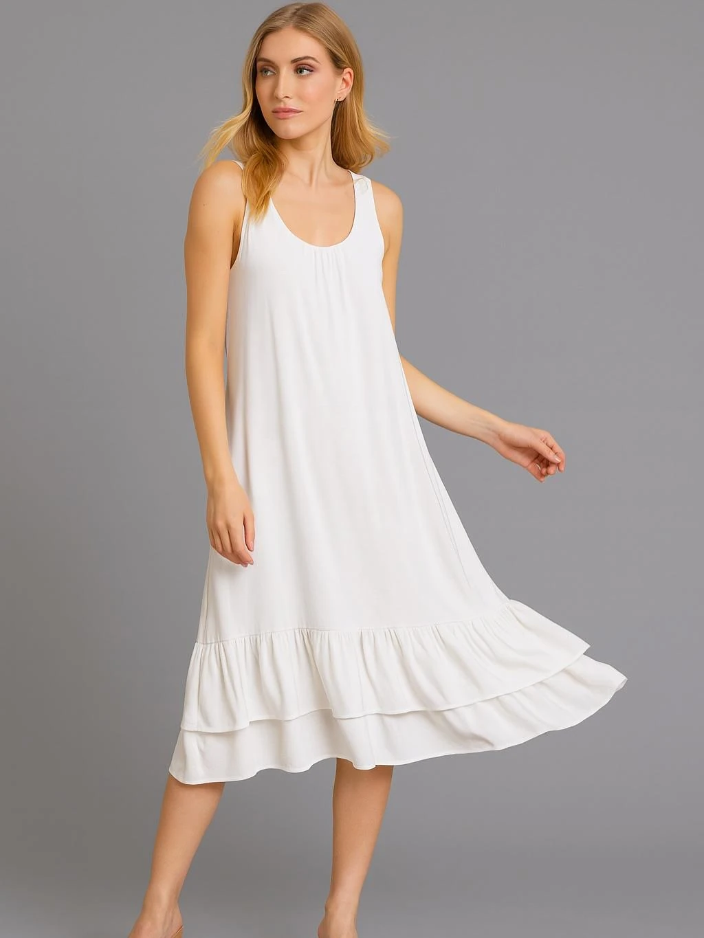 İtalyan Pamuklu Elbise - BEYAZ