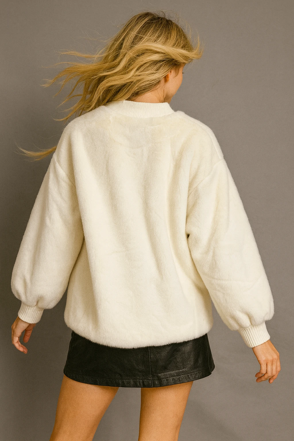 İtalyan Kürklü Ceket - BEYAZ