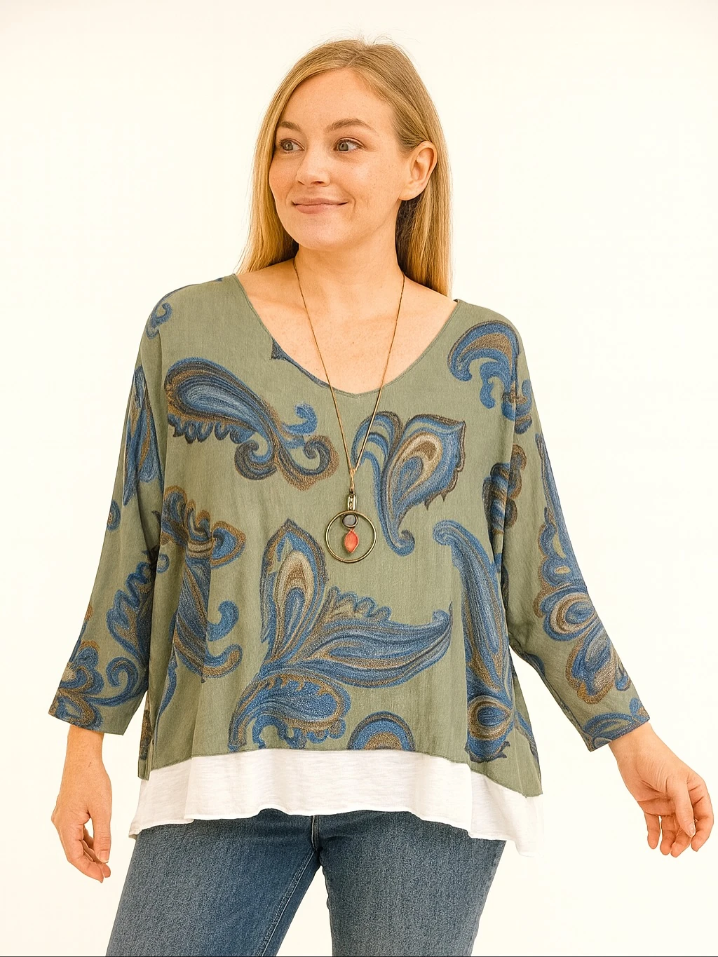 İtalyan İkili Desenli Triko Takım - HAKİ