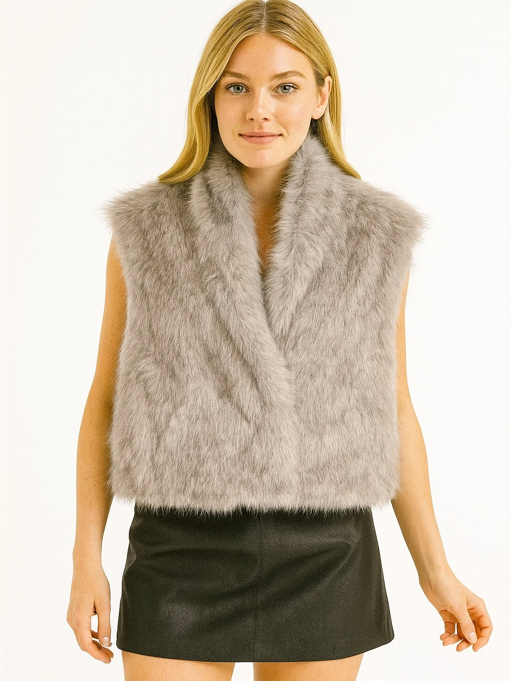 İtalyan Kürk Yelek - GRİ