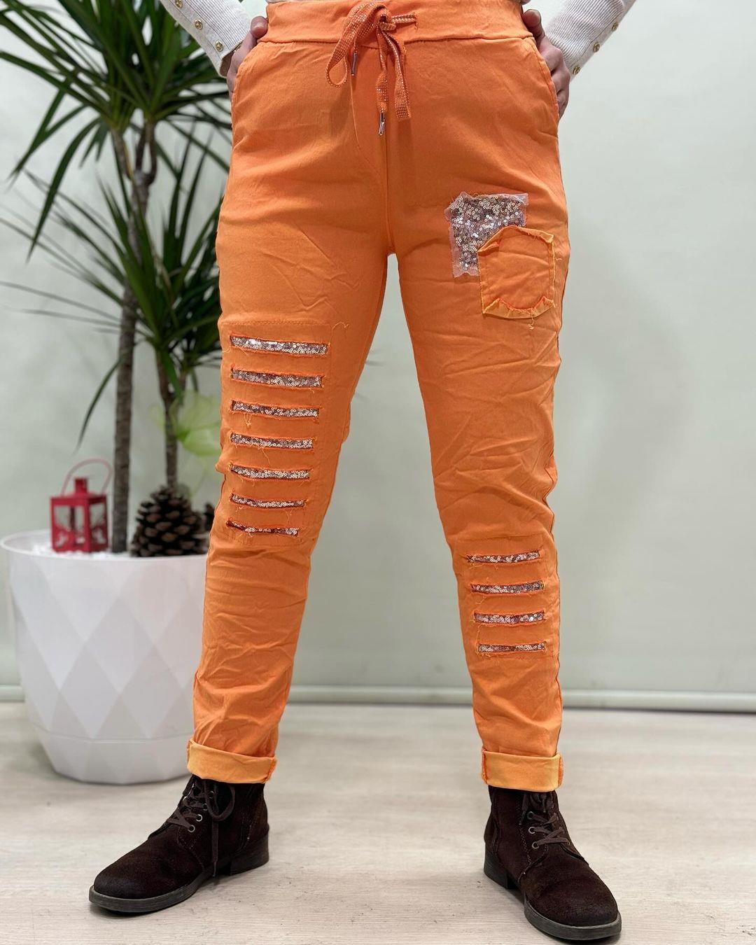 İtalyan Likralı Pantolon - TURUNCU