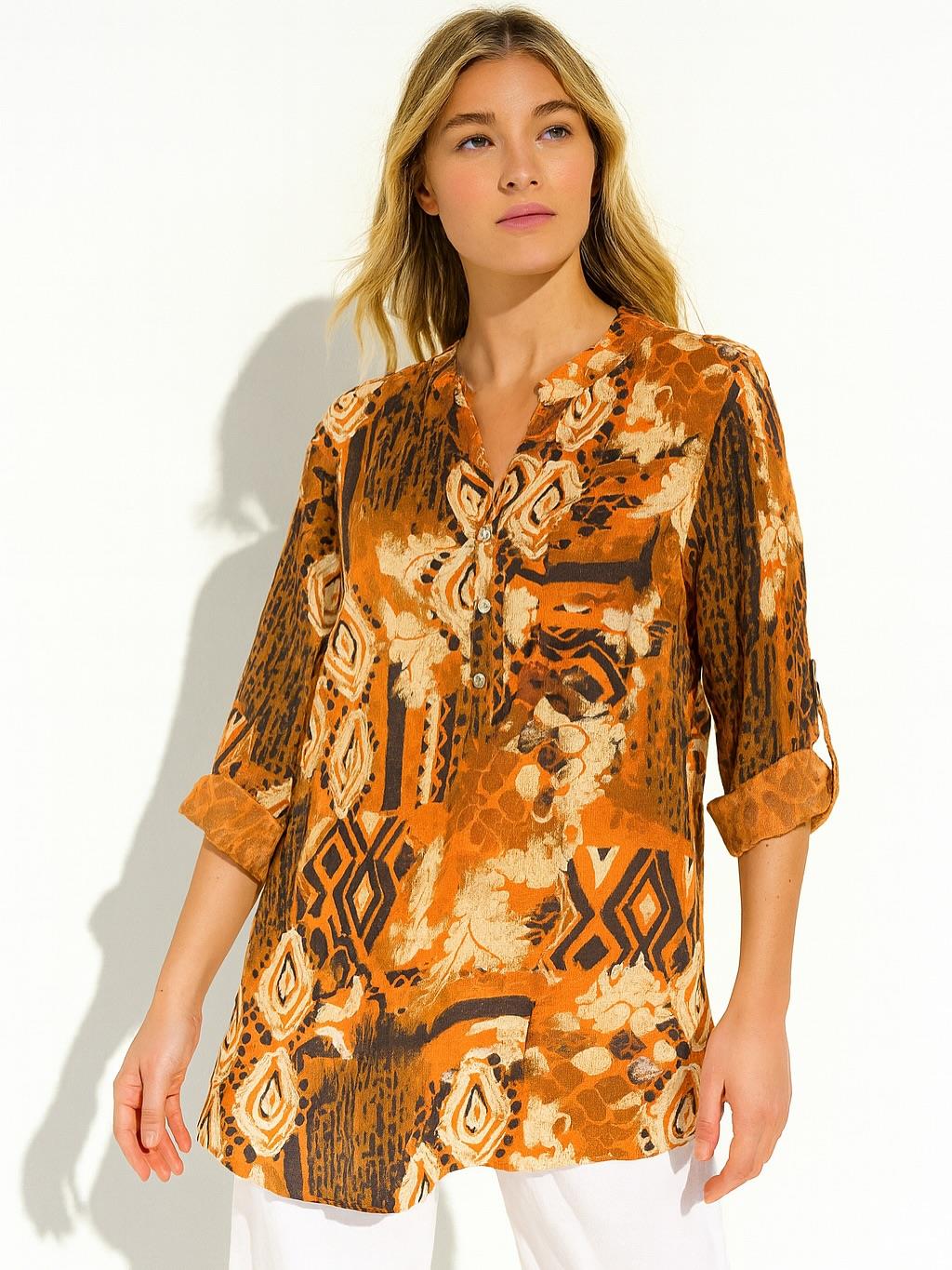 İtalyan Pamuk Keten Gömlek - TURUNCU