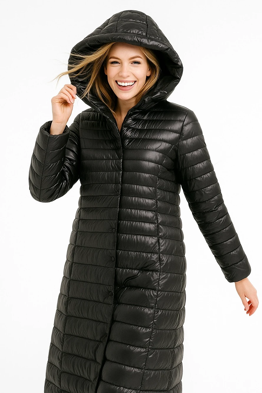 İtalyan Kapüşonlu Mont - SİYAH