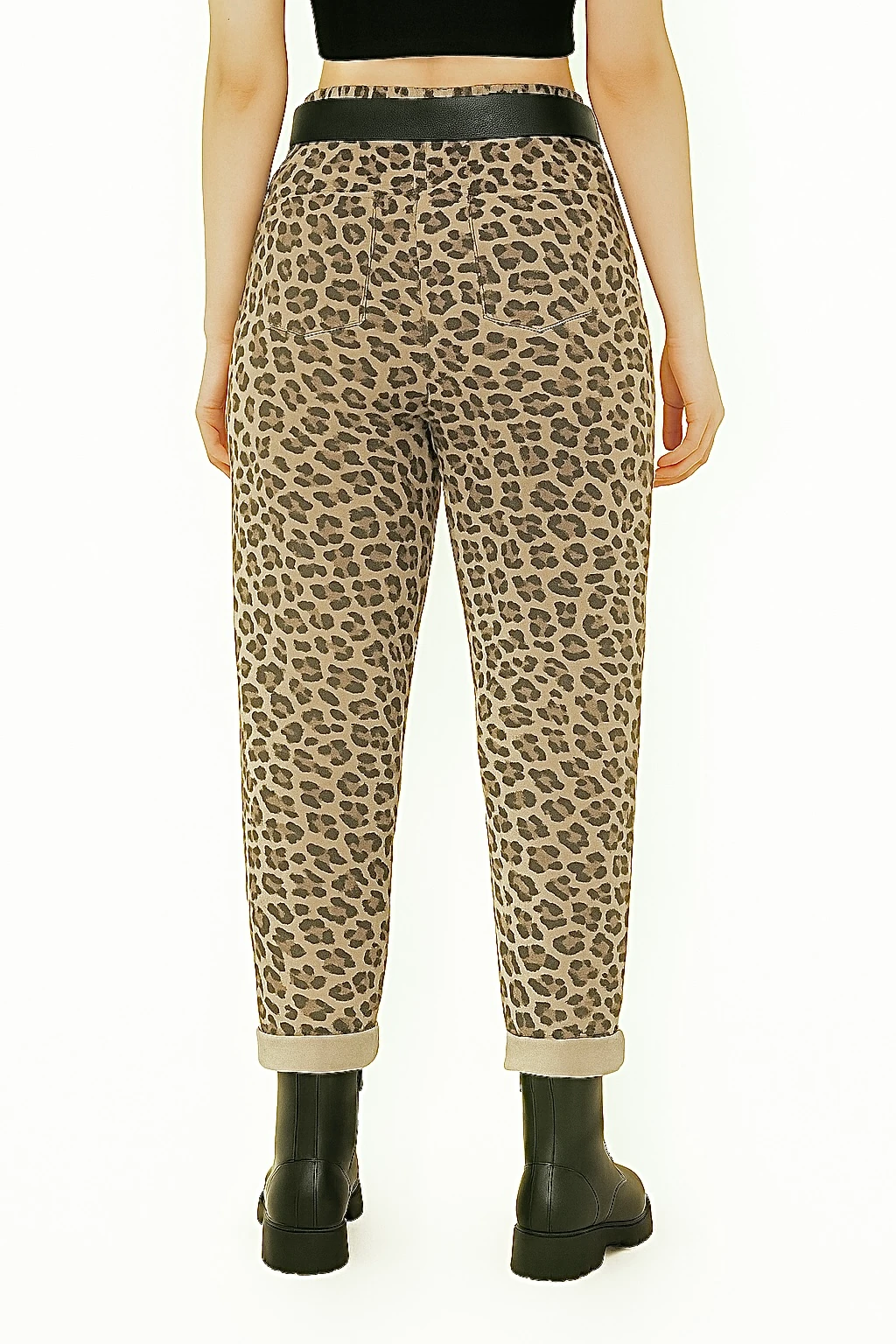 İtalyan Kemer Detaylı Desenli Pantolon - BEJ