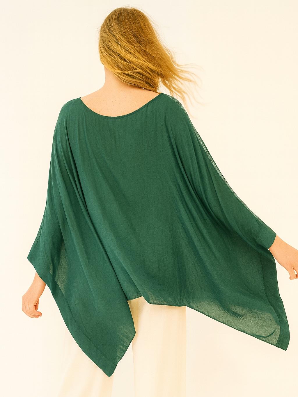 İtalyan İpek Bluz - ZÜMRÜT YEŞİLİ