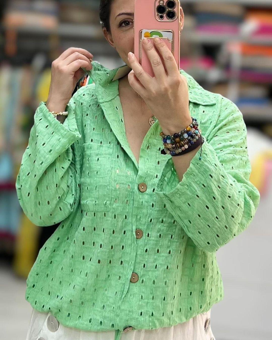 İtalyan Pamuklu Gömlek - YEŞİL