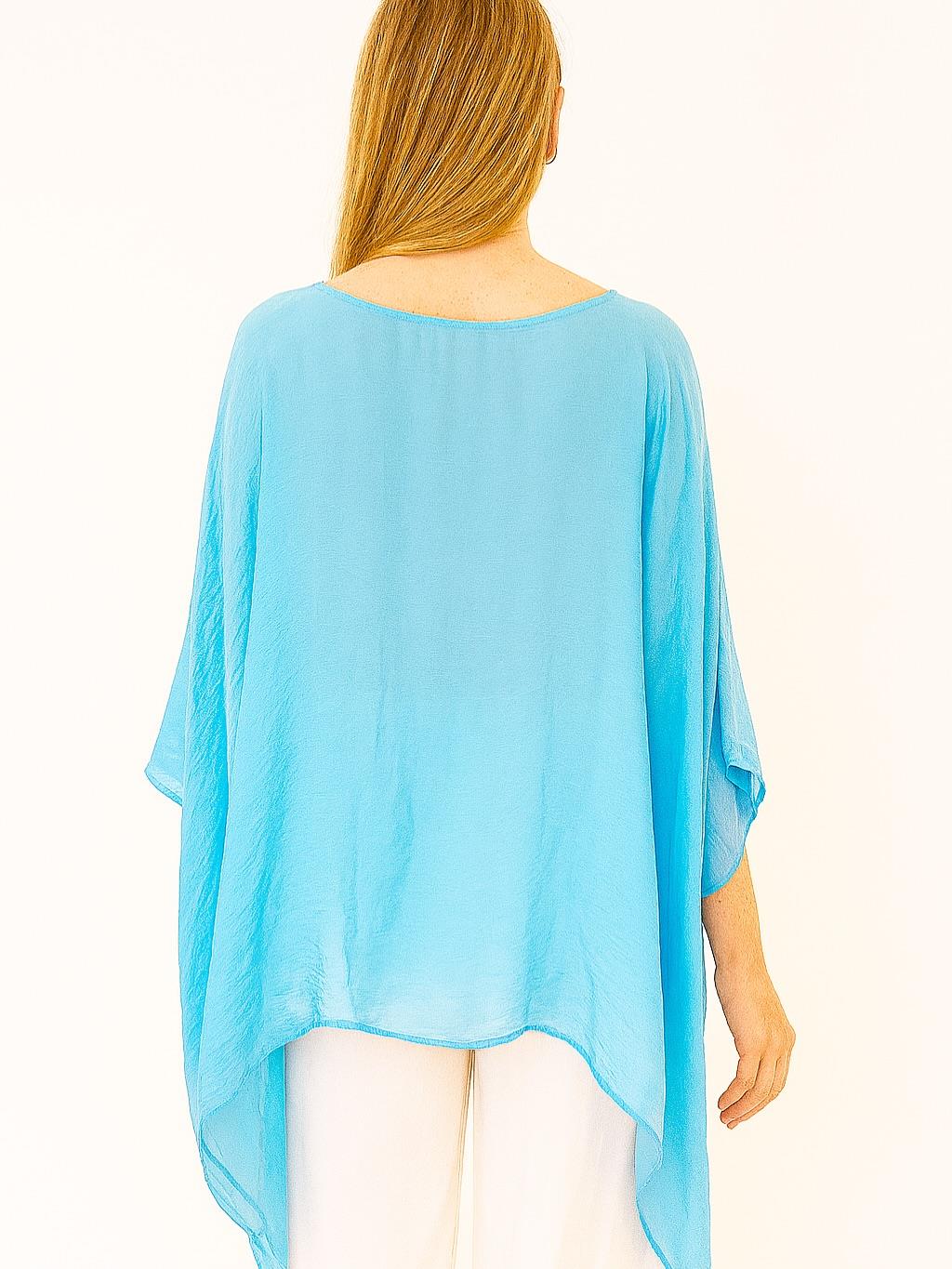 İtalyan İpek Bluz - MAVİ