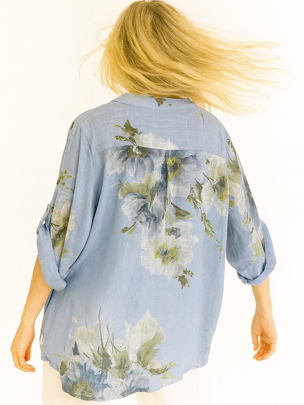 İtalyan Pamuk Keten Gömlek - BEBE MAVİSİ