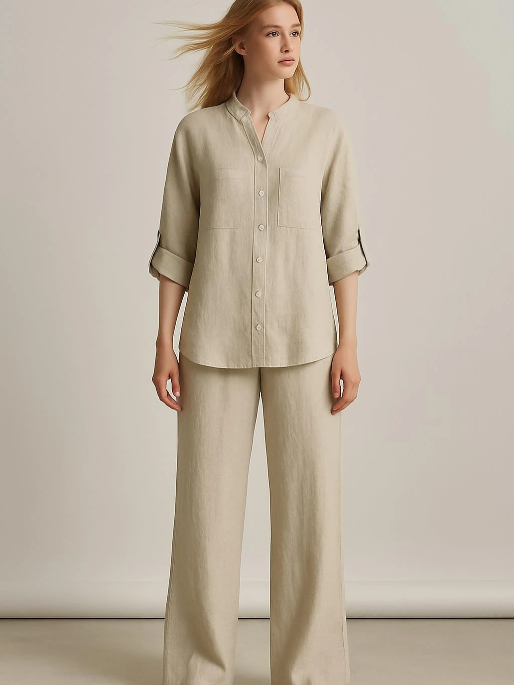 İtalyan Keten Takım - BEJ