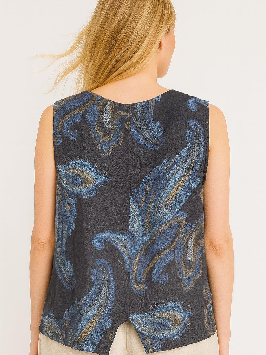 İtalyan Keten Yelek - LACİVERT