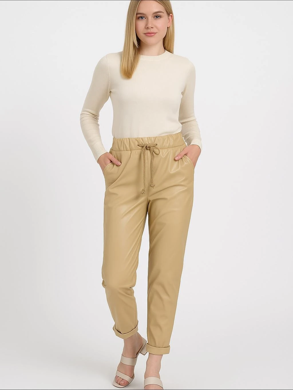 İtalyan Deri Pantolon - GOLD