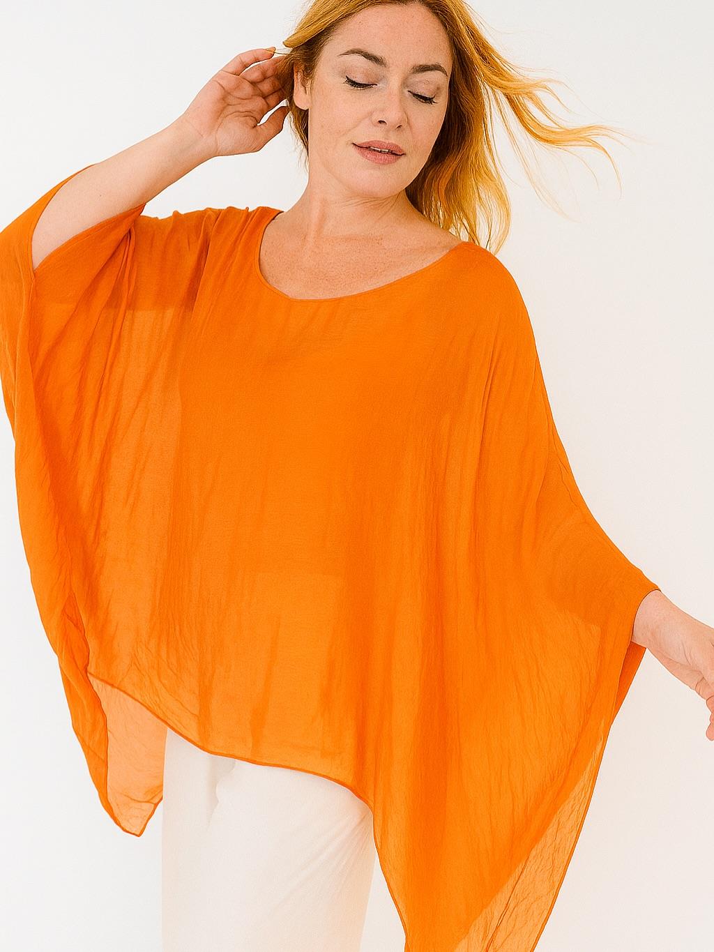 İtalyan İpek Bluz - TURUNCU