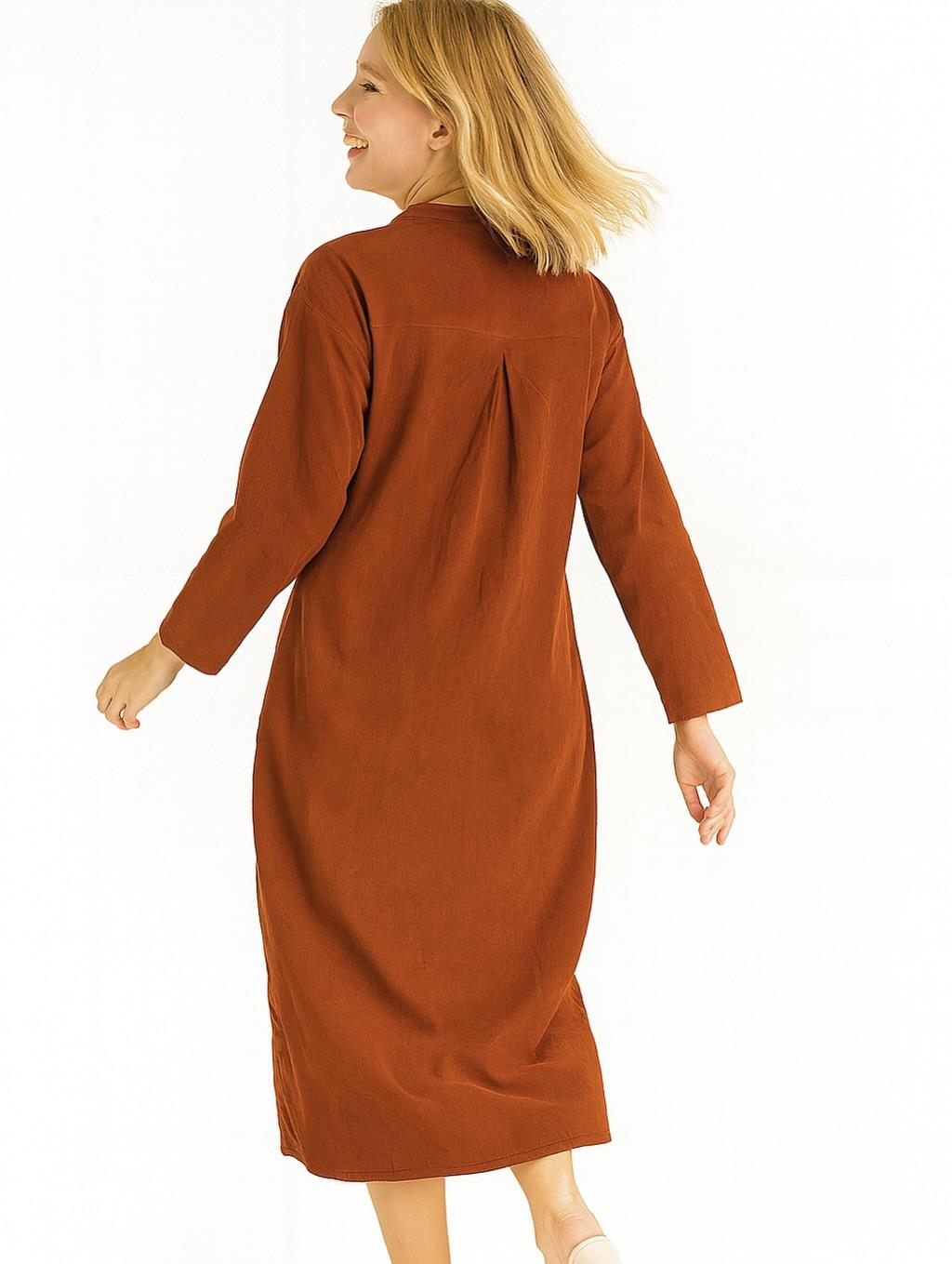 İtalyan Kadife Düğme Detaylı Elbise - TARÇIN