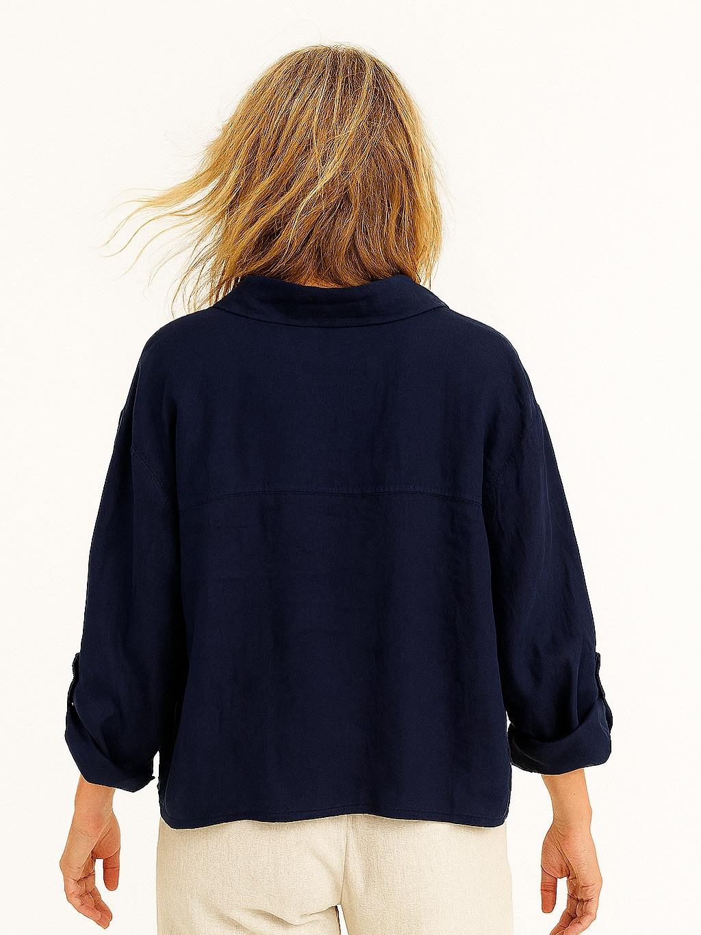 İtalyan Keten Gömlek - LACİVERT