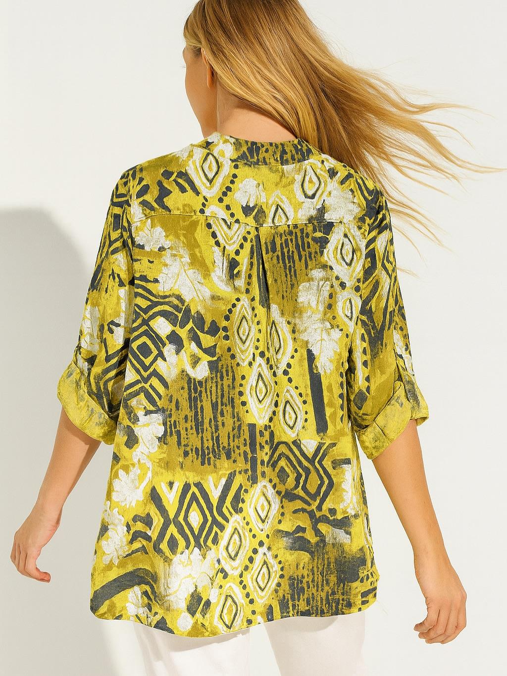 İtalyan Pamuk Keten Gömlek - SARI