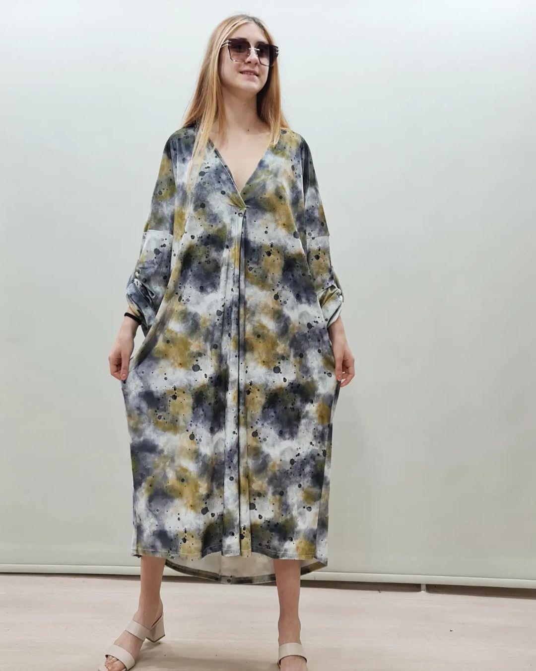 İtalyan Kadife Elbise - ANTRASİT