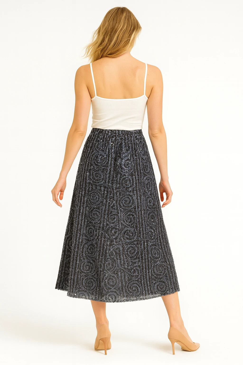 İtalyan Pul Payetli Etek - GRİ