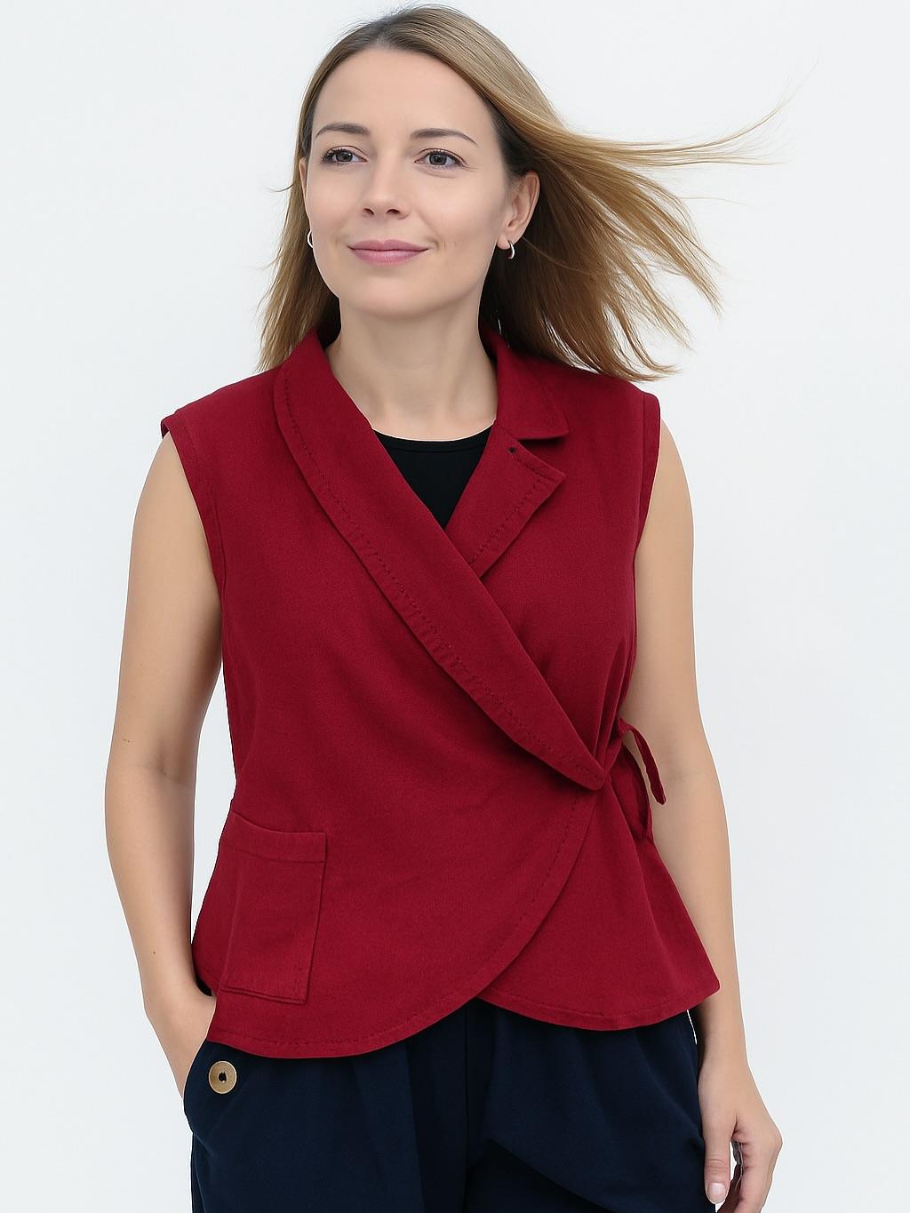 İtalyan Kadife Tasarım Yelek - BORDO