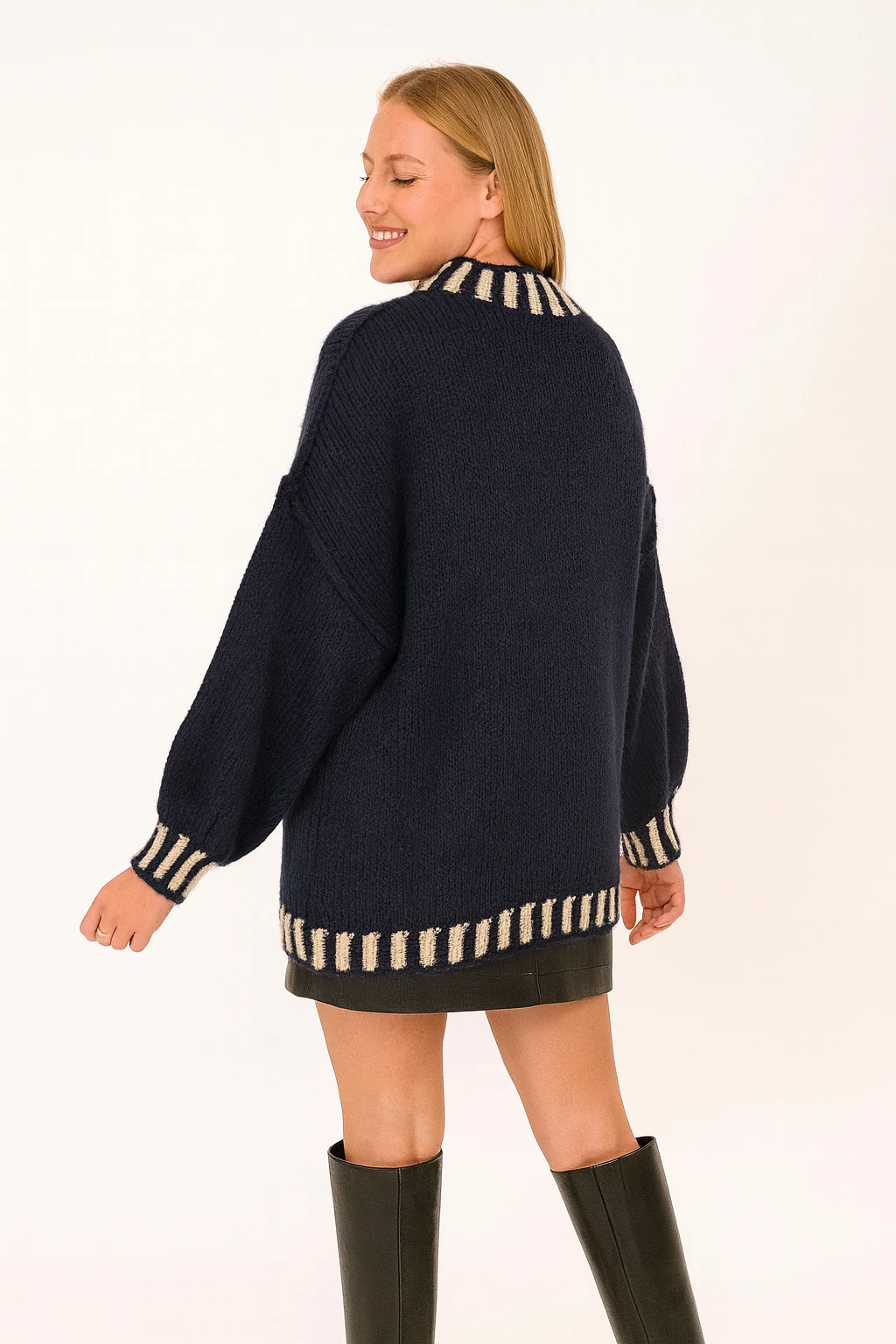 İtalyan Balıkçı Yaka Kazak - LACİVERT