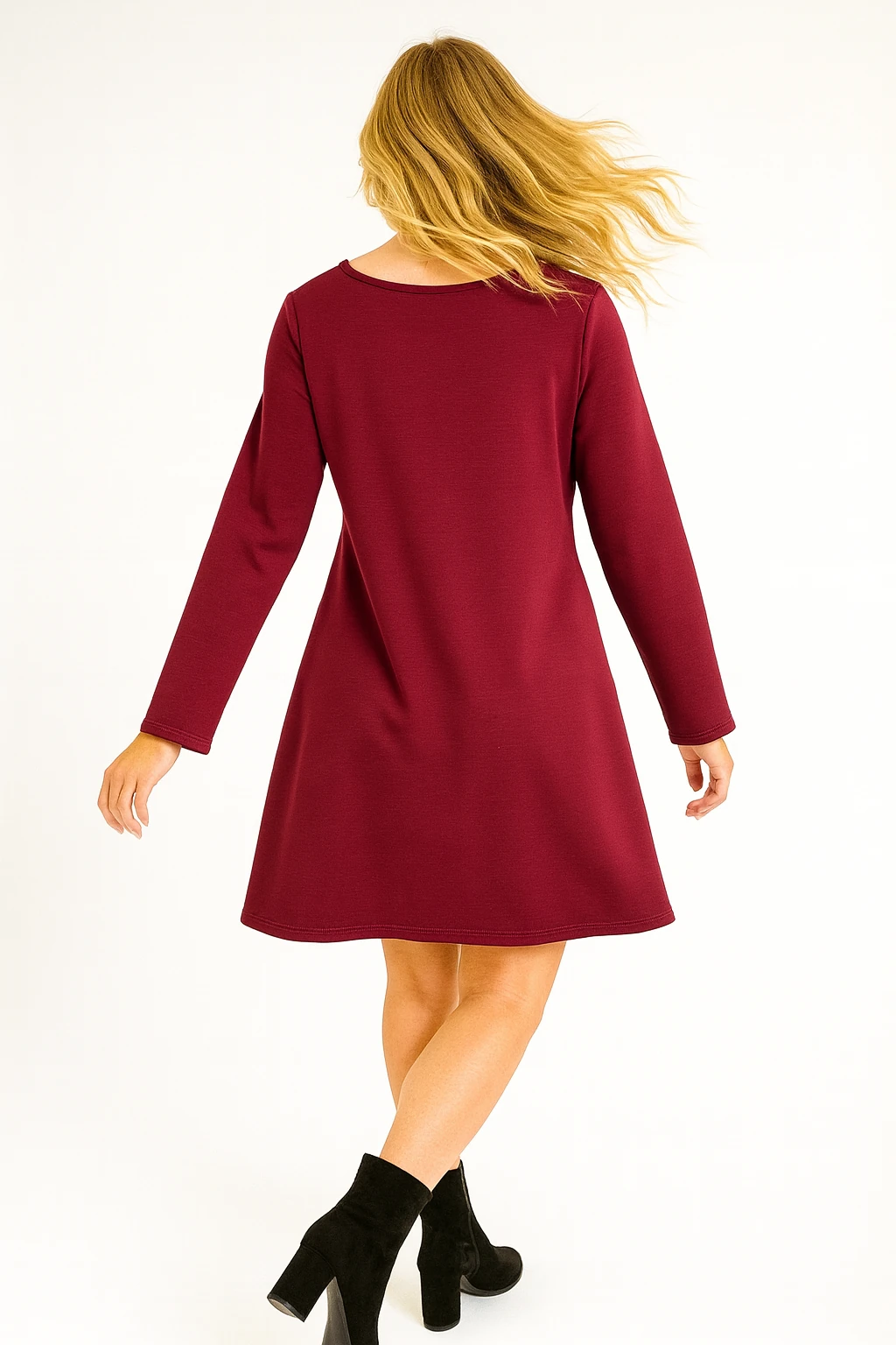 İtalyan Tasarım Saten Elbise - BORDO