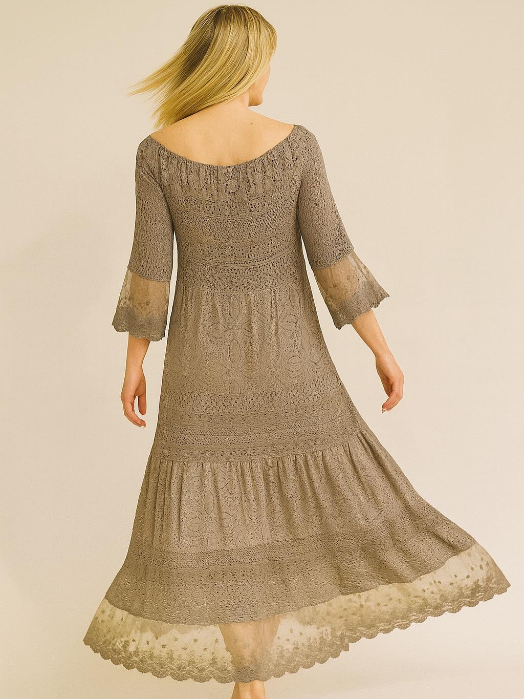 İtalyan Dantel Elbise - VİZON