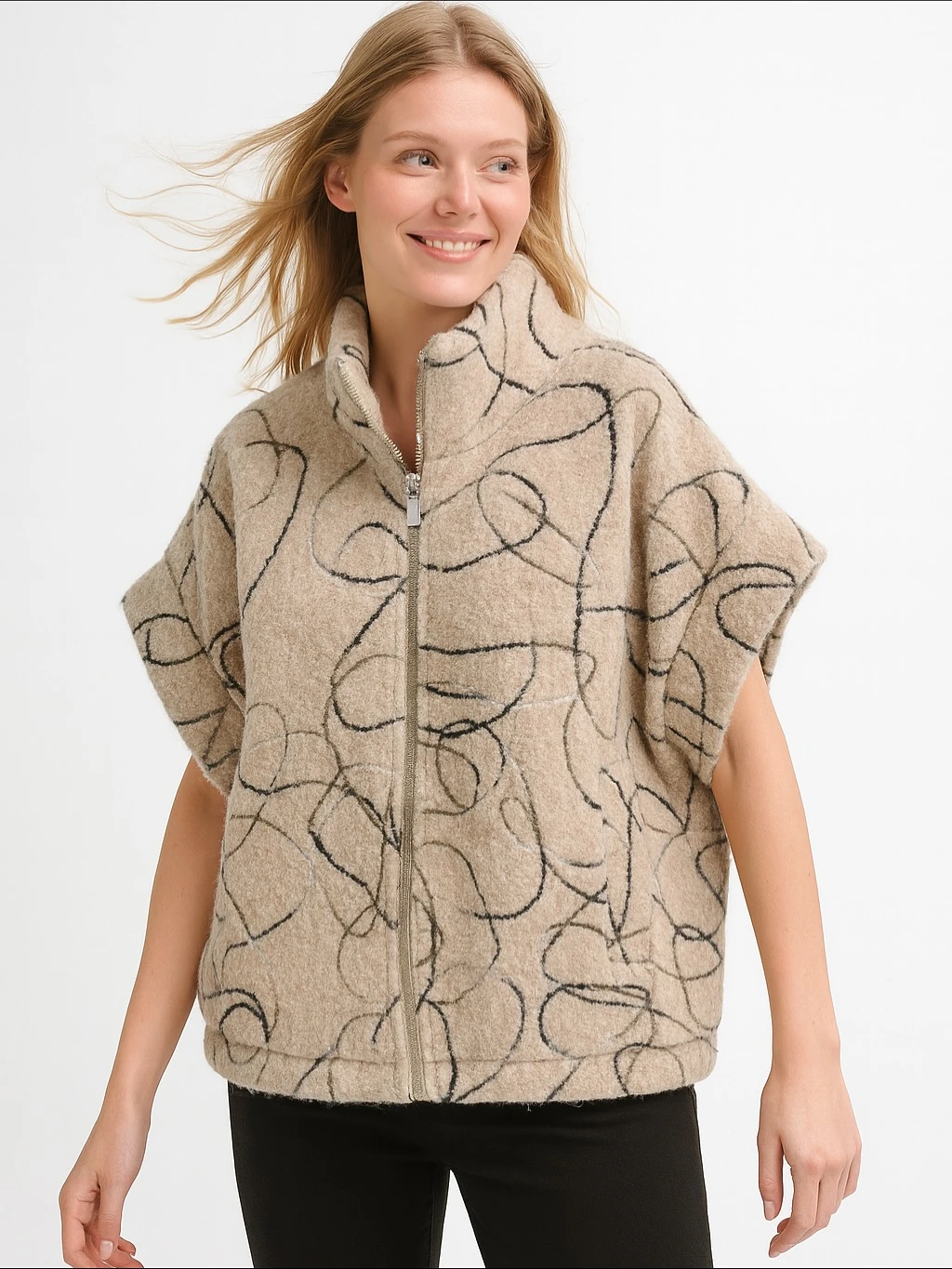 İtalyan Desenli Keçe Yelek - VİZON