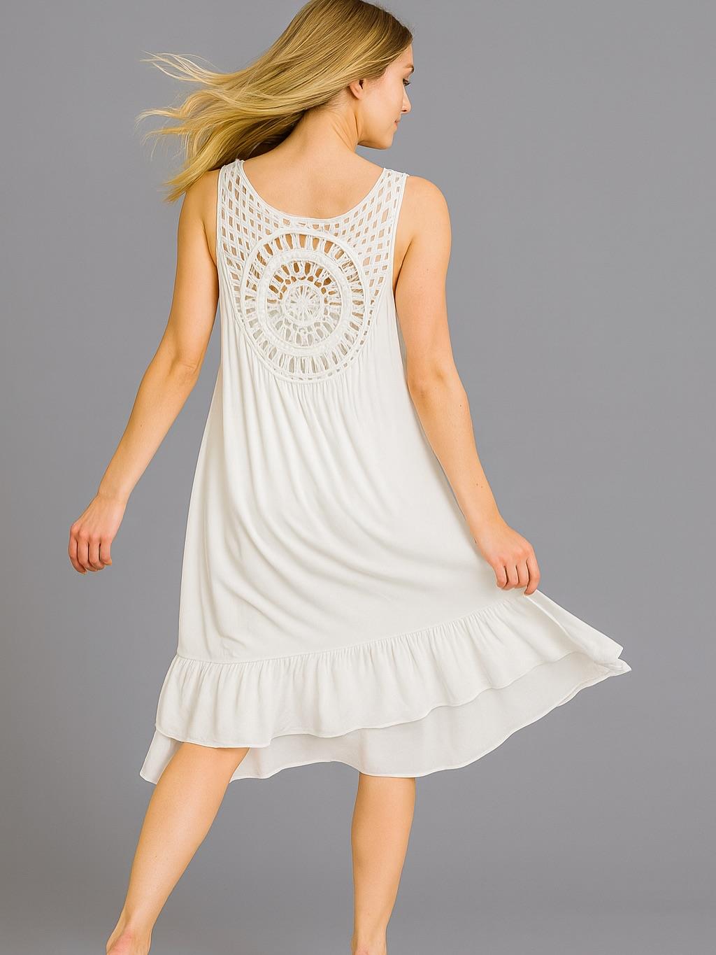 İtalyan Pamuklu Elbise - BEYAZ