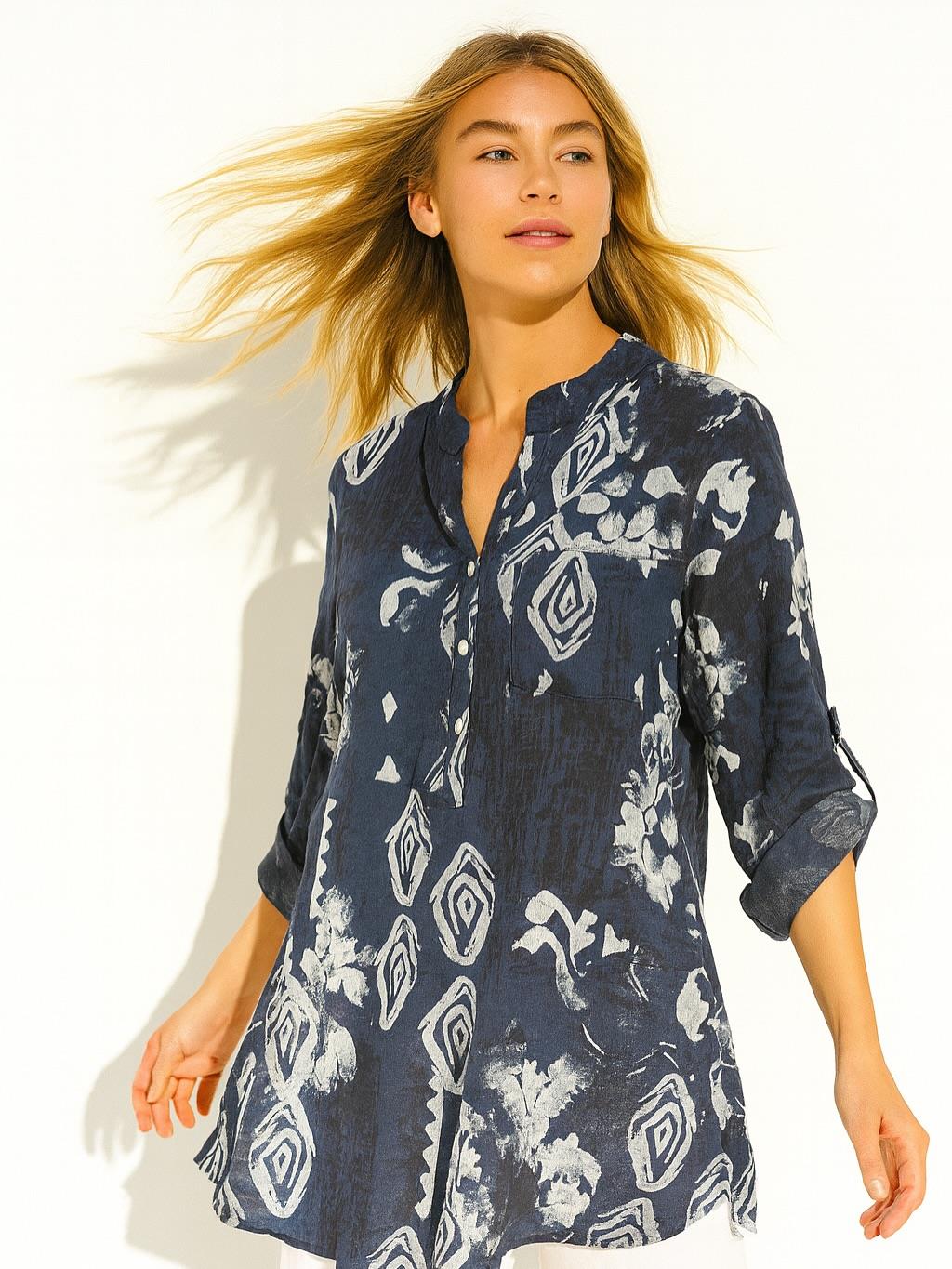 İtalyan Pamuk Keten Gömlek - KOYU LACİVERT