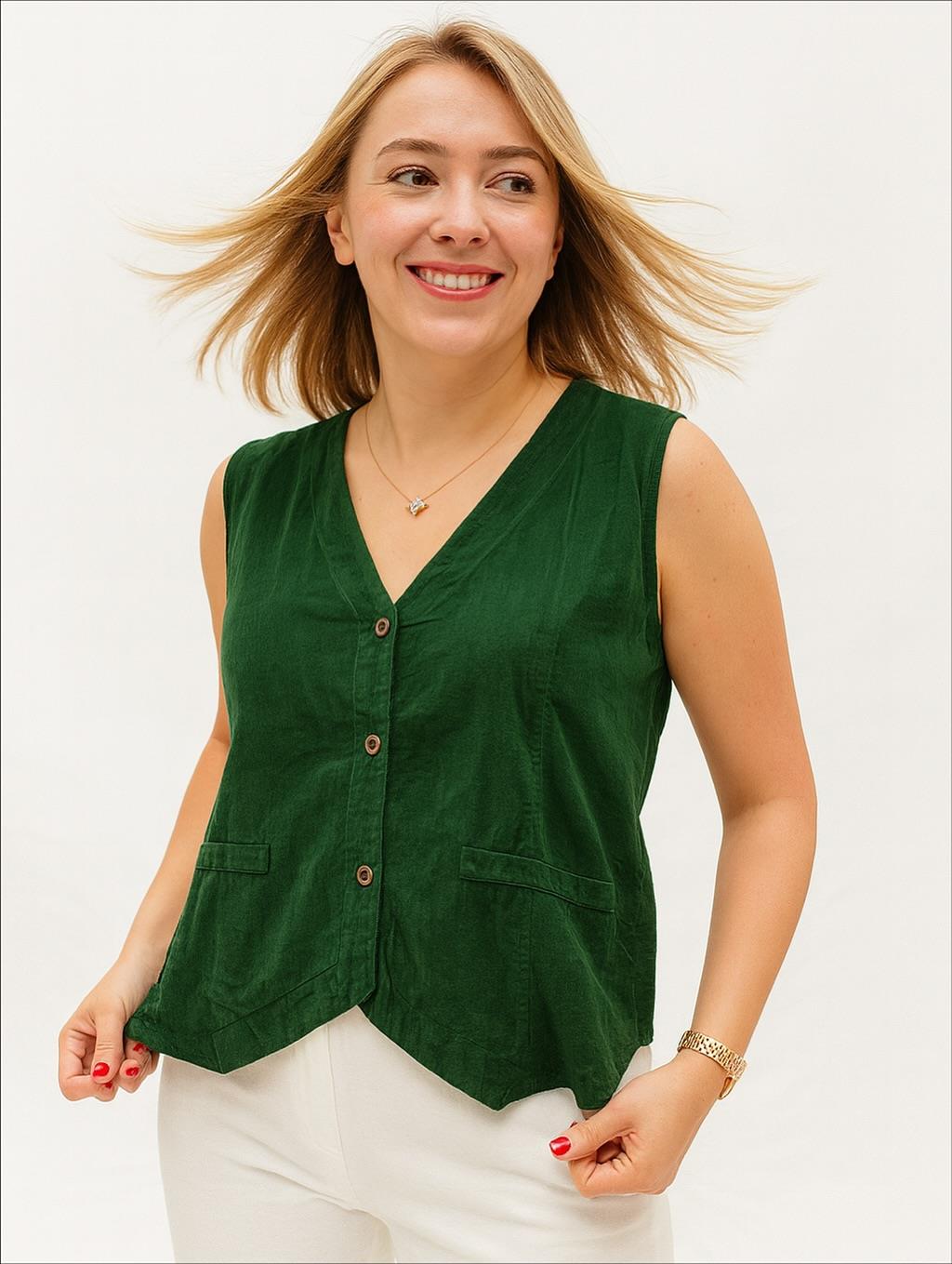 İtalyan Kadife Yelek - ZÜMRÜT YEŞİLİ