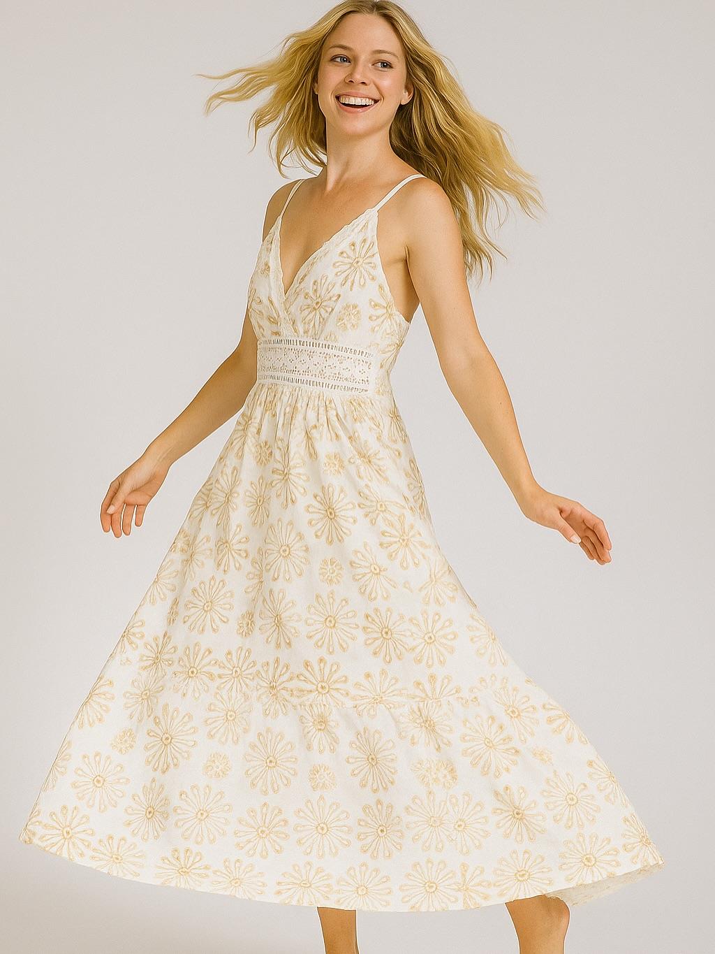 İtalyan Dantel Elbise - BEYAZ