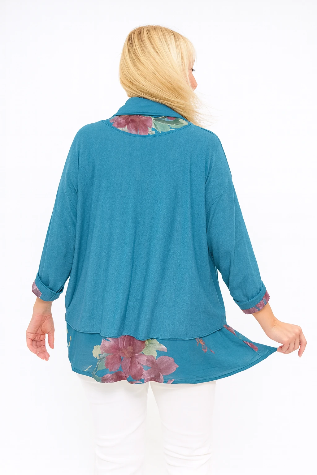 İtalyan Fularlı 3'lü Takım Bluz - MAVİ