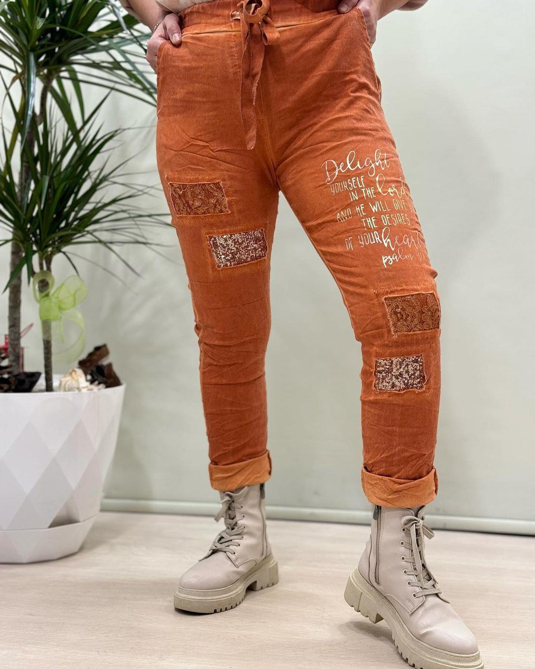 İtalyan Likralı Pantolon - TURUNCU