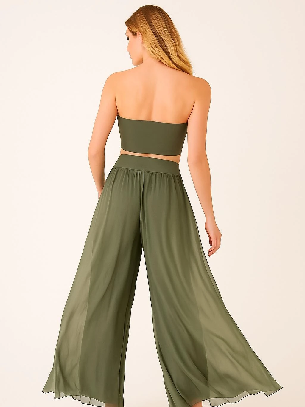 İtalyan İpek Pantolon - HAKİ