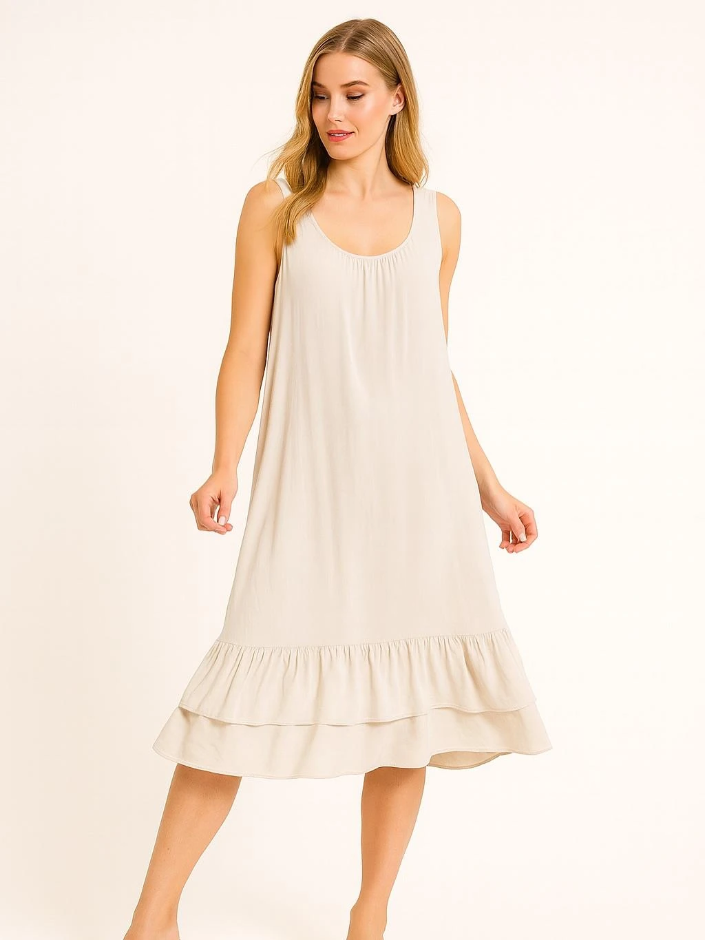 İtalyan Pamuklu Elbise - BEJ