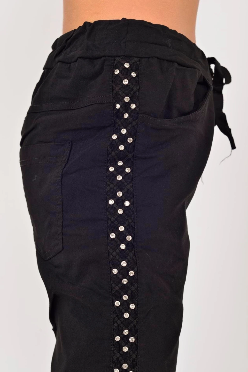 İtalyan Yanı Zımba Detaylı Pantolon - SİYAH