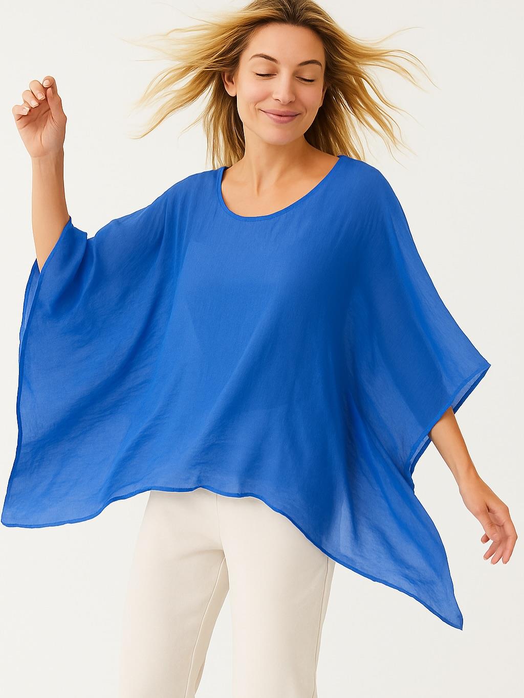 İtalyan İpek Bluz - OKYANUS MAVİSİ