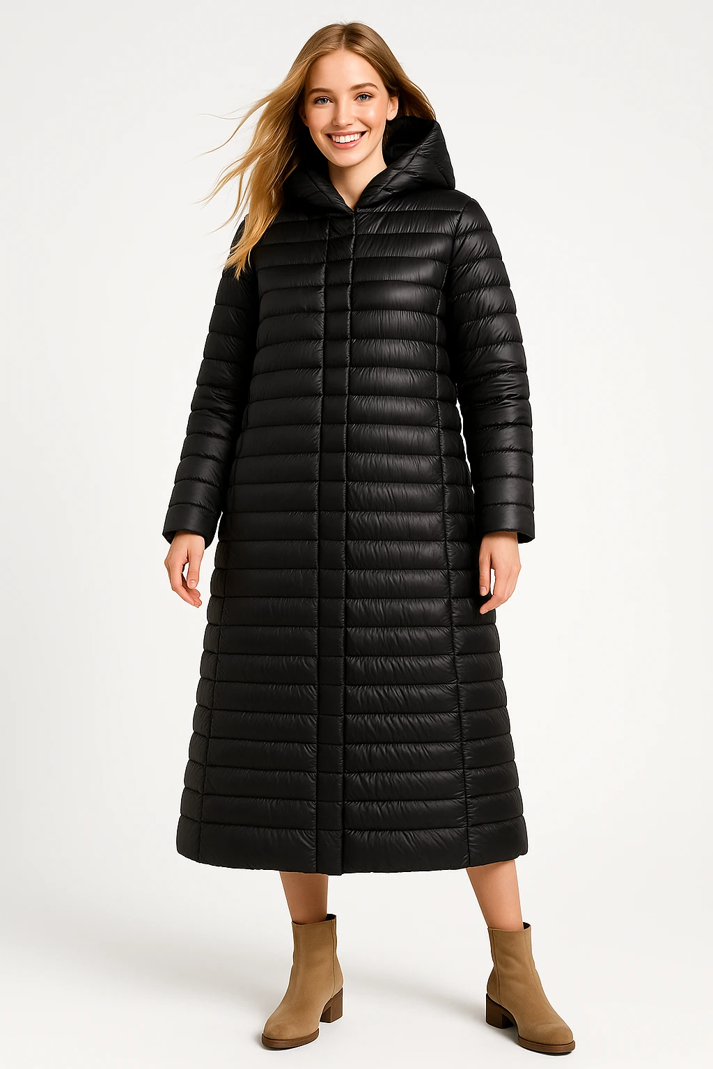 İtalyan Kapüşonlu Mont - SİYAH