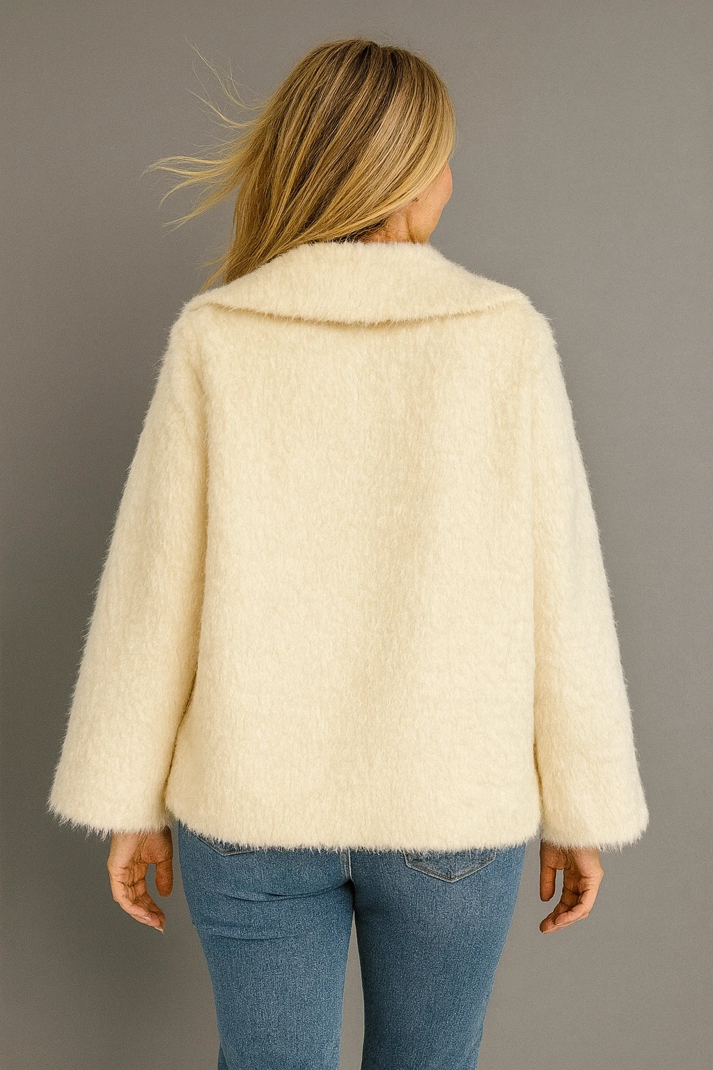 İtalyan Şal Yaka Keçe Ceket - BEJ