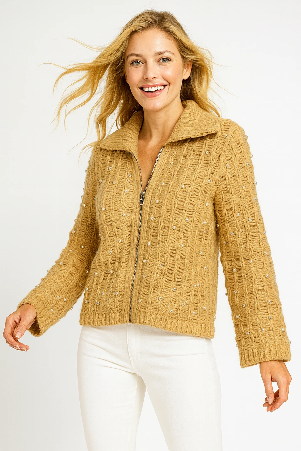 İtalyan İnci Detaylı Tasarım Hırka - BAL