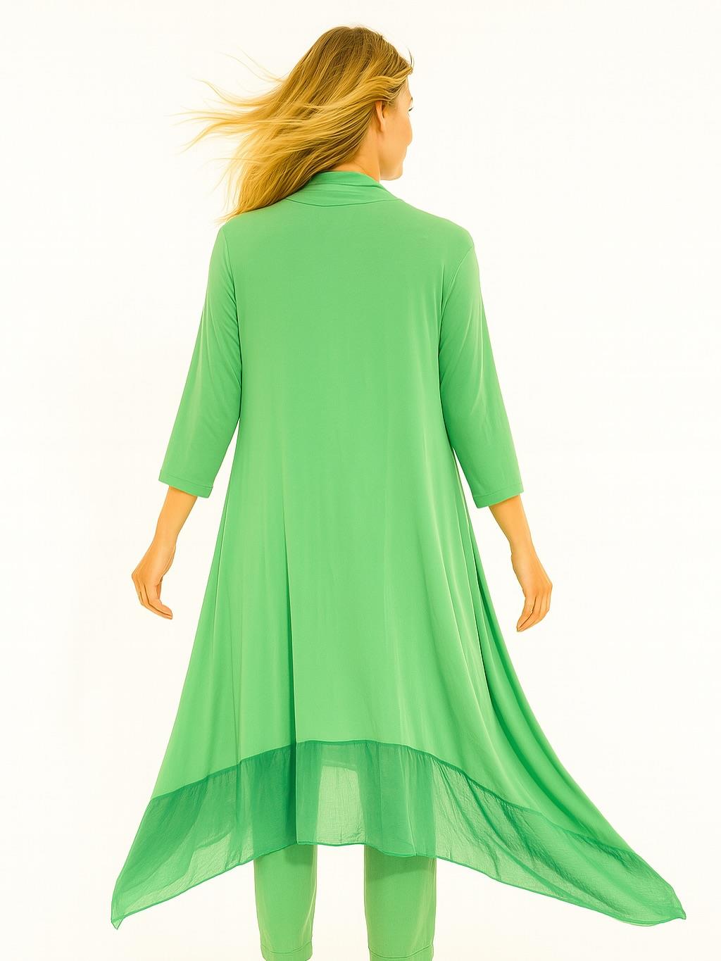 İtalyan Şal Yaka Tunik - AÇIK YEŞİL