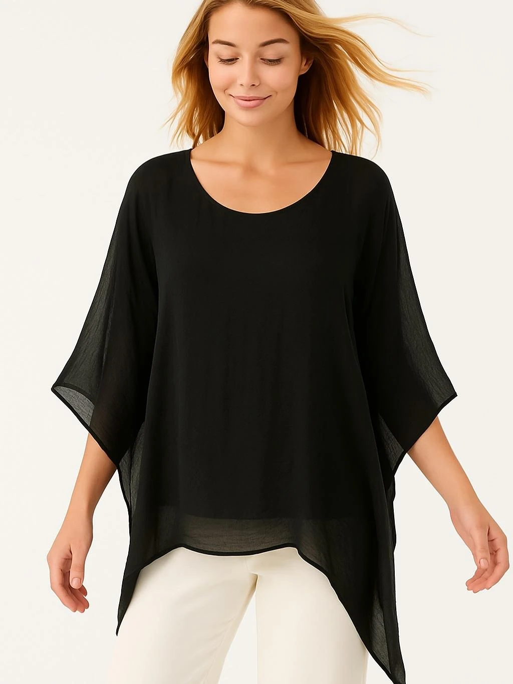 İtalyan İpek Bluz - SİYAH