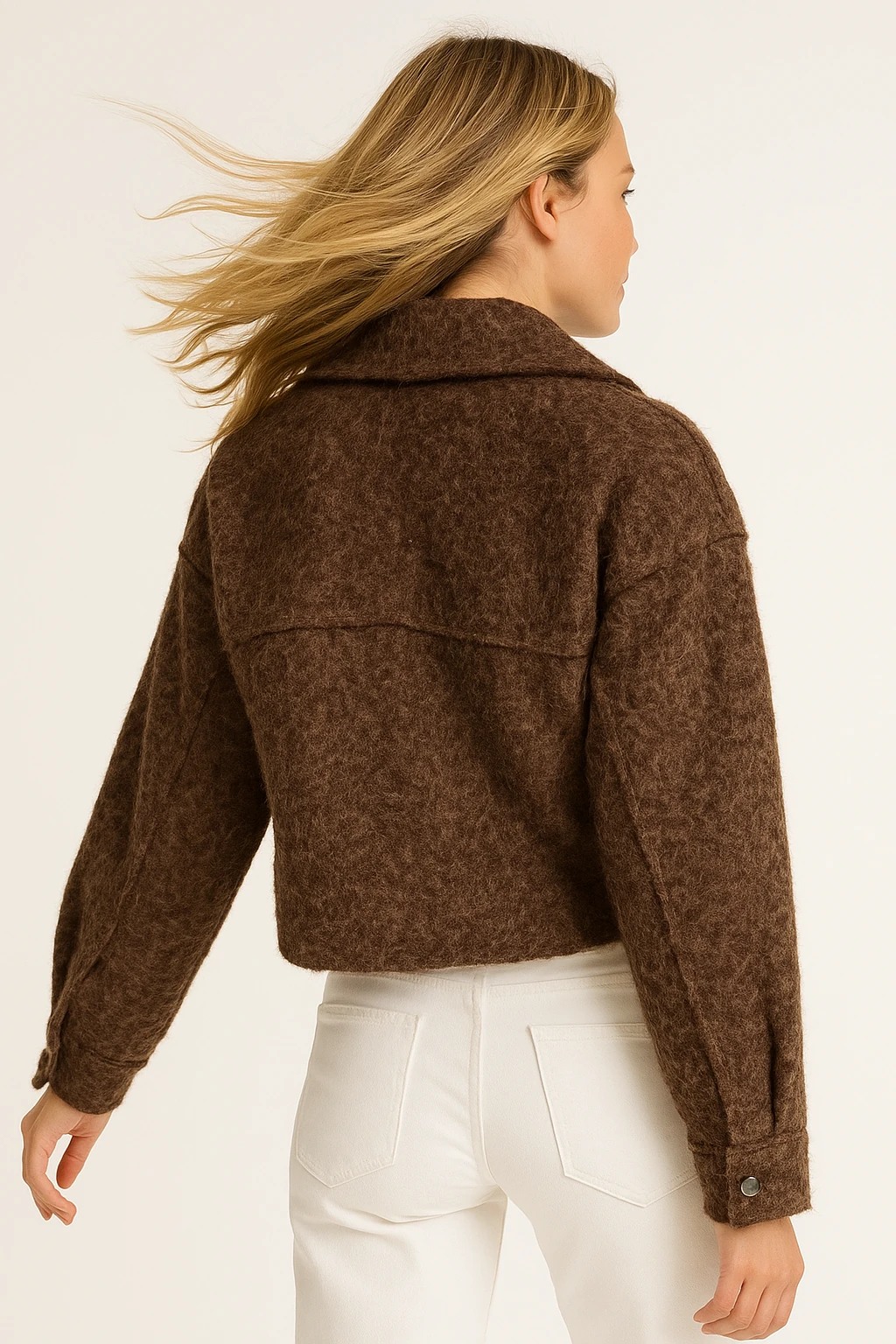 İtalyan Fermuarlı Keçe Ceket - KAHVERENGİ