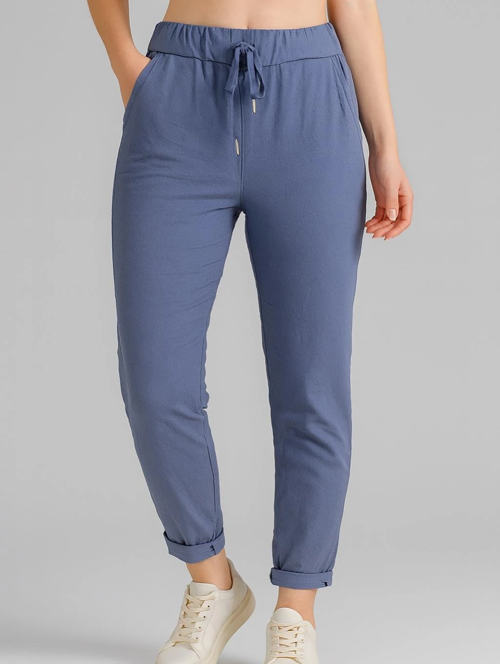 İtalyan Likralı Pantolon - MAVİ